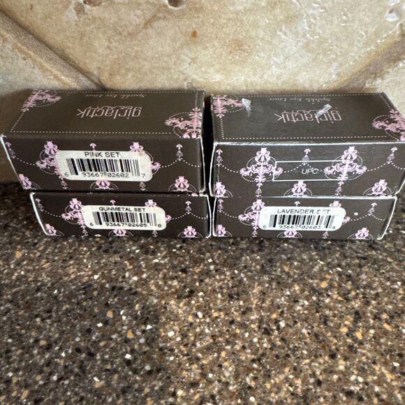 Girlactik Sparkle Eye Liner 2 Step Base & Sparkle Set Of 4 New Silver Pink Gold - Picture 2 of 2